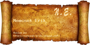 Nemcsek Erik névjegykártya